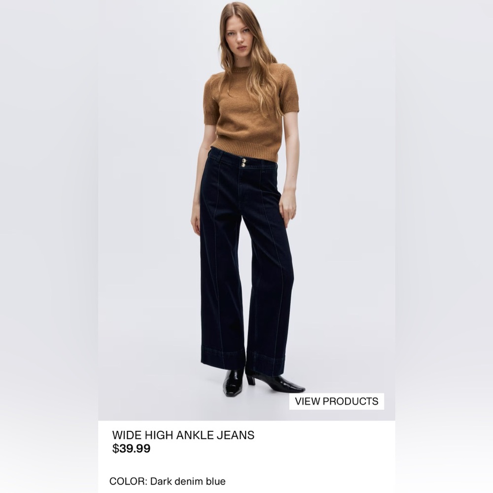 H&M Dark Denim Wide High Ankle Jeans